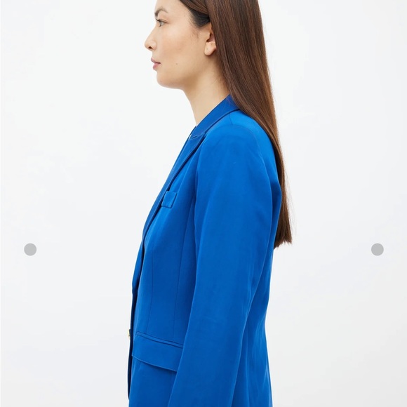 Smythe Blue Satin Peaked Lapel Blazer with Gold Buttons - Picture 7 of 10